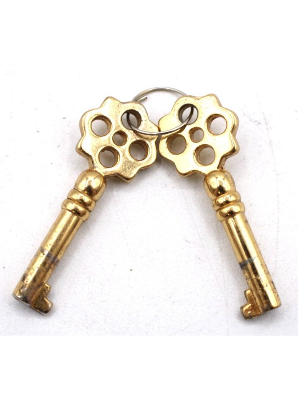Set 2 Vintage Skeleton Keys Charms Floral Cutout Design 2.5" Zipper Pulls Decor